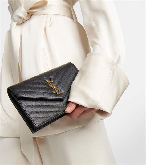 ysl black wallet on chain|ysl cassandre envelope chain wallet.